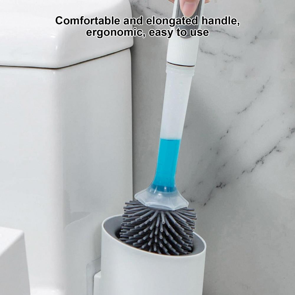 Silicone Toilet Brush with Refillable Handle Dispenser